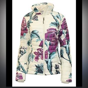 Columbia White Out II Omni-Heat Cream Floral Puffer Jacket, size XL